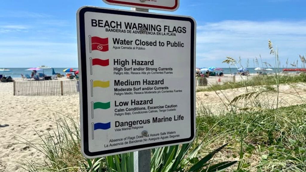  showing what the colors of the flags mean for beach safety