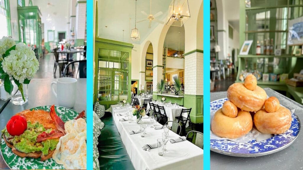 collage of restaurant scenes in Beaufort SC