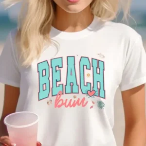 Beach Bum Varsity Graphic T-Shirt Preppy Summer Tee