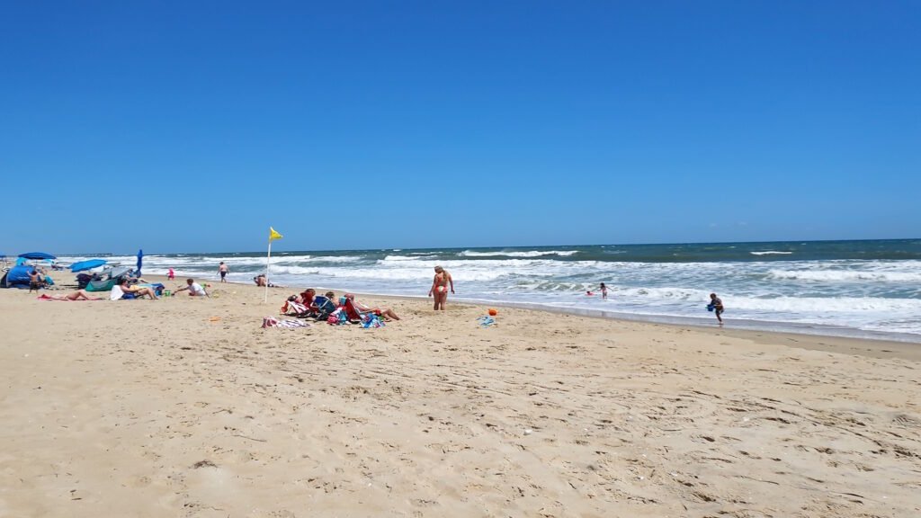 Sunbathing on the beach at nags head nc