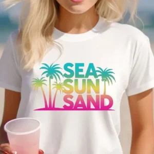 Sea Sun Sand Vintage Retro Beach Vacation T-Shirt