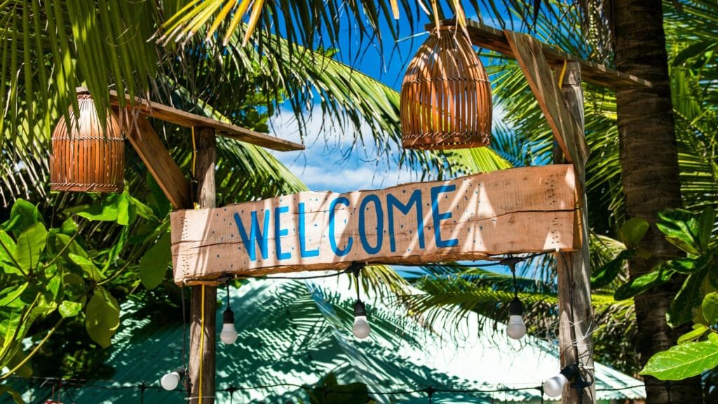 Tropical Beach Welcome Sign