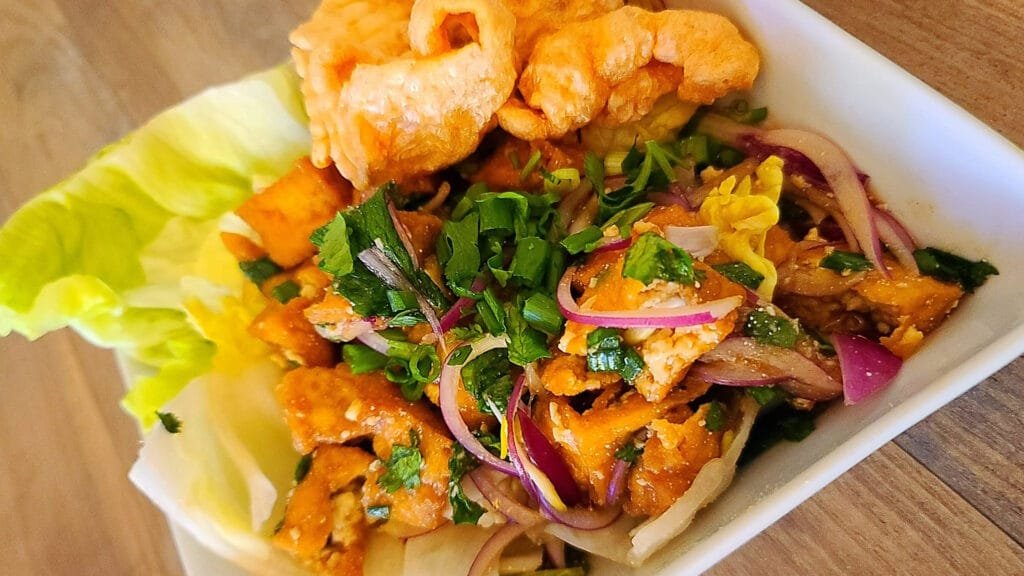 A plate of Thai seafood at a restaurant in Wilmington NC